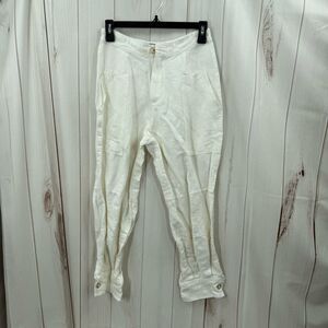 Belulah Women’s Medium Linen Blend White Jogger Ankle Pants